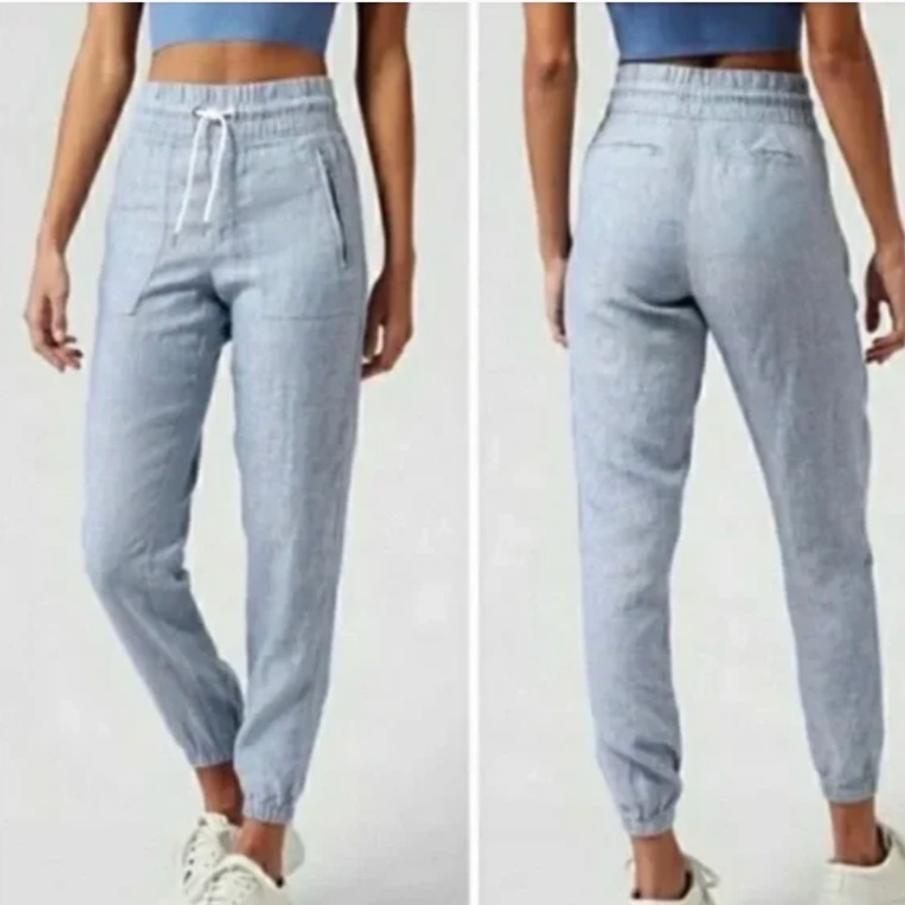 Athleta Cabo Linen Jogger Sz 4 Chambray Blue